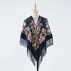 Xale Grande Feminino Estilo Étnico Russo Ucraniano de Xinjiang Lenço com Franjas Outono e Inverno Lenço Quadrado Grande Estampado Retrô