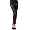 Pantalones de Malla Europeos y Americanos de Calle Eaby 2021 con Empalmes de Cuero para Mujer con Correas de Encaje y Leggings Mate