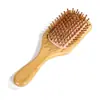 Pente de Massagem de Meridianos de Bambu, Pente de Cabeça Grande, Pente de Madeira, Antiestático, Durável, Dentes Carbonizados, Pente com Almofada de Ar Elástica