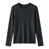 Camisa de Lana, Lyocell y Acetato de Nuevo Estilo para Mujer, Versátil Top de Punto con Cuello Redondo, Corte Ajustado, Ropa Interior de Manga Larga