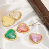 Colgante de Corazón de Acero Inoxidable con Goteo de Aceite de Color Esmalte DIY Joyería de Accesorios Colgantes para Collares y Pendientes de Gama Alta de Nicho 18K