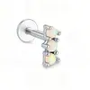 Plata de Ley S925 Ópalo Perforación de Cabeza Plana Hélice Hueso del Oído Joyería Pendiente de Rosca Transfronteriza Europea y Americana Joyería de Plata de Alta Gama para Mujeres