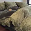 Juego de Ropa de Cama de Cuatro Piezas de Peluche de Piel de Conejo con Estampado de Leopardo Maillard Cubre Duvet de Felpa de Coral de Leche Grueso para Invierno Sábana Cálida Ropa de Cama