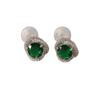 Clip de Oreja Irregular de Zircón Esmeralda Estilo Retro Francés Anillo Geométrico Temperamento Pendientes de Clip de Alta Gama sin Agujero para Oreja Moda para Mujer