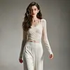 Conjunto de Yoga Ligero y Transpirable para Mujer, Cubierta de Malla para Superponer, Pantalones de Pierna Ancha de Cintura Alta, Conjunto de Dos Piezas para Entrenamiento en Gimnasio para Mujer