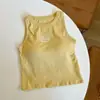 Enterizo de Algodón Puro con Bordado de Letras Espalda Descubierta Top Tipo Tank Top para Chicas Atrevidas con Sujetador Deportivo de Copa Fija Anti-Exposición para Mujeres
