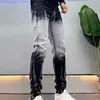 Versátiles Jeans de Nuevo Diseño para Primavera y Otoño con Color Degradado para Hombre Corte Delgado Pierna Pequeña Personalidad Casual Americana Frescos Pantalones Largos
