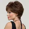 Comercio exterior transfronterizo de Amazon moda europea y americana peluca cabello rizado corto peluca de cabello corto castaño oscuro tocado