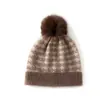 Cachemira 2026 Otoño e Invierno Nuevo para Mujer de Gama Alta Pied de Poule Bloque de Color Cálido Bola de Pelo Protección para Orejas Sombrero de Punto Casual