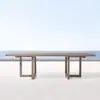 Mesas y Sillas de Exterior, Jardín de Patio de Villa, Mesa Larga de Madera Maciza, Muebles de Ocio para Terraza de Casa Modelo, Mesa de Comedor de Exterior de Diseñador