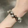 Goma para el Cabello de Goma con Perlas Retro, Goma para el Cabello Exquisita y de Alta Gama, Goma para el Cabello de Bola Estilo Coreano, Banda de Cuero