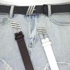 Cinturón trapezoidal sencillo y moderno para mujer, combinable con todo, de alta gama, estilo coreano, con combinación de jeans y falda.