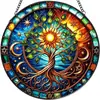 Adornos colgantes populares de vidrio de colores transfronterizos: árbol de la vida, girasol, decoraciones de ventana en forma de corazón, decoración del hogar, colgantes redondos en stock