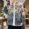 Camisa Retro Japonesa con Estampado de Letras Moda Coreana Elegante Versátil Casual Americano Holgada Cómoda Camisa de Manga Larga
