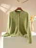 Cardigan de Punto de Lana Cachemira Nuevo Otoño/Invierno 2026 Cuello Redondo Manga Larga para Mujer Patrón Retorcido Suéter de Lana Cepillada
