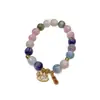 Pulseira Arco-Íris Multicolorida para Mulheres, Design de Luxo Leve Estilo Ins, Mica de Sete Cores, Toque de Alto Padrão, Pulseira que Atrai Sorte