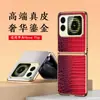 Funda de Teléfono de Lujo de Piel Genuina Pequeña con Patrón de Cocodrilo Dorada para Huawei Nova Flip para Hombres y Mujeres Estuche Duro de Lujo para Negocios