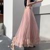Nicho Primavera/Verano 2025 Falda Pastel Midi con Volantes de Malla Delgada Plisada con Costuras en Capas y Cuentas