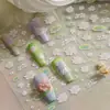 Redanco5D Embutido Ins Celebridade da Internet Desenho Animado Adesivos de Unha Folha de Lótus Flor de Lótus Adesivos 3D para Unhas He1759