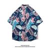 Camisa Vintage Estampada de Manga Curta da Tailândia Marca da Moda Unissex Solta Estilo Havaiano Praia Camisa para Casal Casaco da Moda