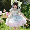 Vestido de Verão 2026 Estiloso Novo de Aniversário para Meninas Estilo Lolita Flor Fada Princesa Infantil