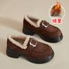 Dropshipping Sapatos de Algodão Versáteis Estilo Retrô Mocassins Estilo Britânico Sapatos de Veludo Couro Nobuck Birkenstock Sapatos Pequenos de Couro Outono e Inverno