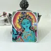 Pintura thangka de oro de Xizang cinco maestros Manjushri pasado y presente zorro de nueve colas lienzo central semi-puro pintado a mano venta al por mayor