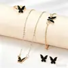 Nueva joyería europea y americana, moda femenina, temperamento, personalidad, mariposa, collar, pendiente, anillo, pulsera, conjunto de 4 piezas, venta al por mayor