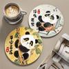 Mantel Individual Aislante para Mesa de Comedor del Hogar, Posavasos Redondo de Panda Comiendo Bambú, Mantel Absorbente para Mesa de Café, Posavasos Antideslizante Antiescaldado, Mantel para Tazón y Plato