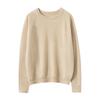 Suéter 100% cashmere de montanha feminino solto Joker malha lisa gola redonda cor sólida base suéter fábrica direto atacado