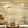 Simple concepción artística china elegante pintura a tinta sombra de bambú fondo de TV papel tapiz tela de pared sala de estar sofá sala de té mural clásico