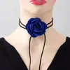 Collar de rosas personalizado hecho a mano, joyería transfronteriza europea y americana, gargantilla de franela floral larga y creativa DIY