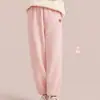 Calça de pijama de flanela coral para casais, espessa e forrada com fleece, calça de casa quente para mulheres, pode ser usada fora, par único, para outono e inverno