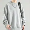 Moletom de gola redonda liso para outono e inverno, unissex, solto e versátil, estilo coreano casual, camiseta básica solta de comércio exterior