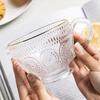Vaso nórdico vintage de vidrio ins Viento con borde dorado juego de girasol vaso de vidrio en relieve fabricantes de té con leche