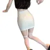 Falda negra de línea A para mujer, falda-pantalón corta bodycon de cintura alta anti-exposición de verano, falda de un solo paso adelgazante para mujeres petite
