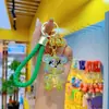 Llavero colgante de oso con graffiti transparente de colores para mujer, lindo para parejas, colgante de llavero para bolso, caricatura, regalo exquisito