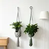 Rede de Vasos de Flores Tecida com Fio de Algodão para Jardinagem Transfronteiriça com Borlas Vazadas, Rede de Cesta Suspensa para Decoração de Plantas Verdes na Janela de Pousada