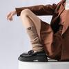 Conjunto de meias femininas primavera e outono cano longo série miu meias de empilhar cano longo cinza ins da moda outono e inverno meias de cano médio para garotas quentes etiquetas de empilhamento