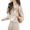 Textura Casual Estilo Occidental Sencillo Conjunto Deportivo Otoño e Invierno Nueva Moda Estilo Coreano Sudadera con Cuello Solapa y Pantalones Conjunto de Dos Piezas