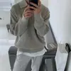 Suéter de media cremallera para hombre para otoño e invierno, estilo retro japonés, de alta gama, casual, corte holgado, tejido de punto con cuello camisero