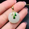 Colgante de Calabaza Bendecida con Plata S925 Incrustada de Jade Blanco Lujoso Atmosférico Clásico Elegante Estilo Chino Colgante de Collar Joyería
