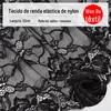 Tecido de Renda Elástica Vazada 21cm Acessórios de Renda Grande para Vestidos e Lingerie, Borda de Renda Plissada