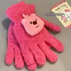 Suministro Directo de Fábrica Nuevos Lindo Castor Pequeño loopy guantes de felpa forro polar coral estudiante montar guantes con dedos femeninos