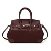 Bolsa Tote Elegante e Moderna com Recortes para Mulheres 2025 Outono Nova Cor Contrastante Versátil Grande Capacidade Ombro Único Transversal Bolsa Grande
