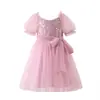 Vestido Infantil Verão Novo Estilo Vestido Branco de Performance Infantil Vestido Princesa Estilo Coreano Menina Pequena Super Fada Saia de Gaze