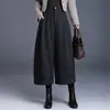 Pantalones Culotte de Pierna Ancha de Cachemira Oriental para Mujer Otoño/Invierno 2026 Nuevos de Cintura Alta Adelgazantes Cortos Elegantes para el Trabajo Casual de Moda