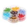 Cuentas Planas de Vidrio de 8 mm Cuentas de Cristal Cuentas Sueltas Caja de 7 Compartimentos Set Kit para Joyería DIY Materiales para Ensartar Aretes Pulsera Collar