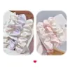 Elástico de Cabelo Floral de Chiffon Suave Estilo Coreano para Meninas, Corda de Cabelo Elástica Alta para Coque