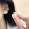 Brincos de Flor de Zircônia em Metal para Mulheres, Simples, Doces, Modernos, Elegantes, Versáteis para o Trabalho, Brincos de Pérola